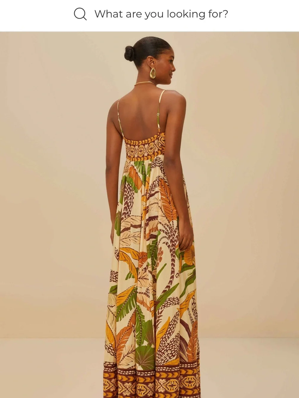 FARM Rio Sand Foliage Sketch Maxi Dress
